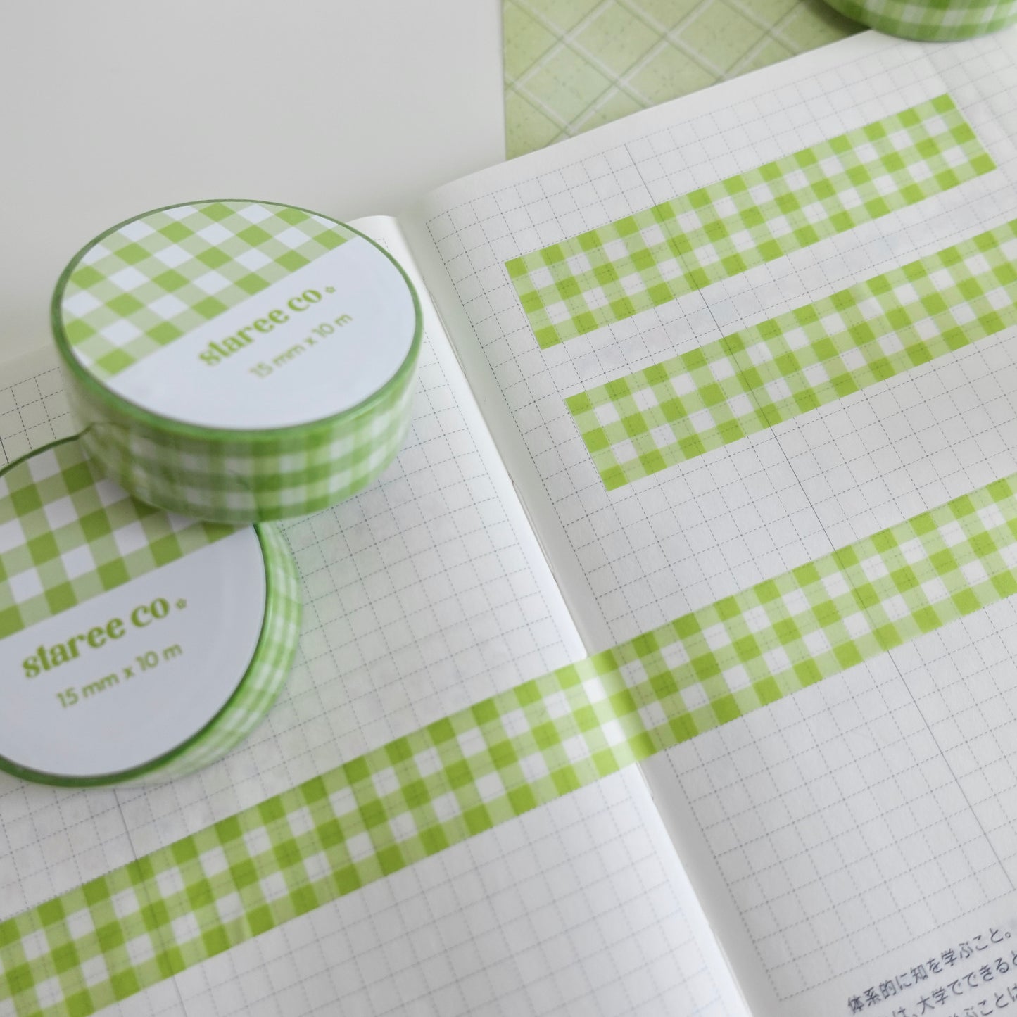 Green Apple Gingham Washi Tape