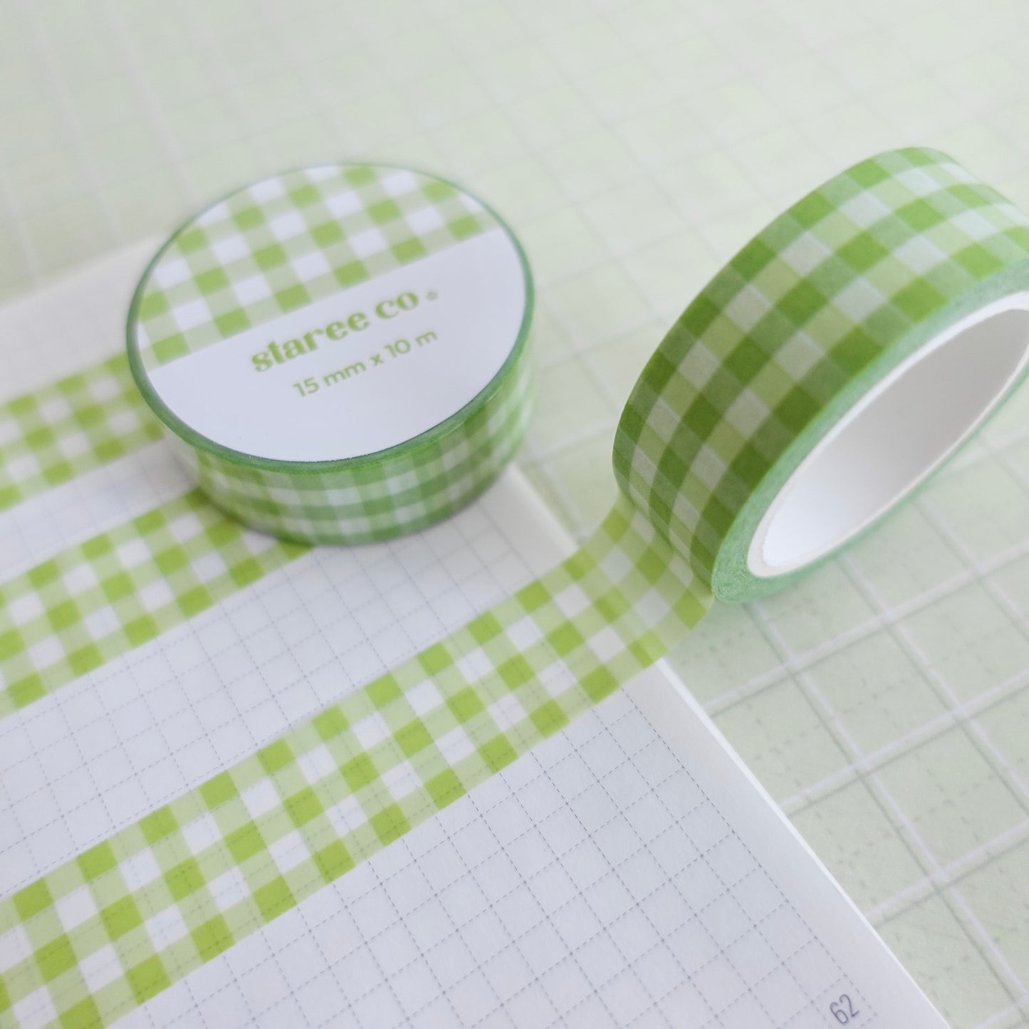 Green Apple Gingham Washi Tape