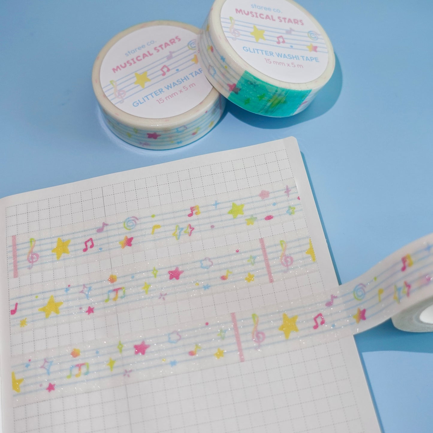 Musical Stars Glitter Washi Tape