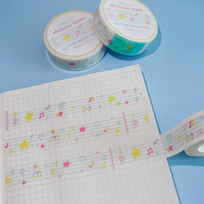 Musical Stars Glitter Washi Tape
