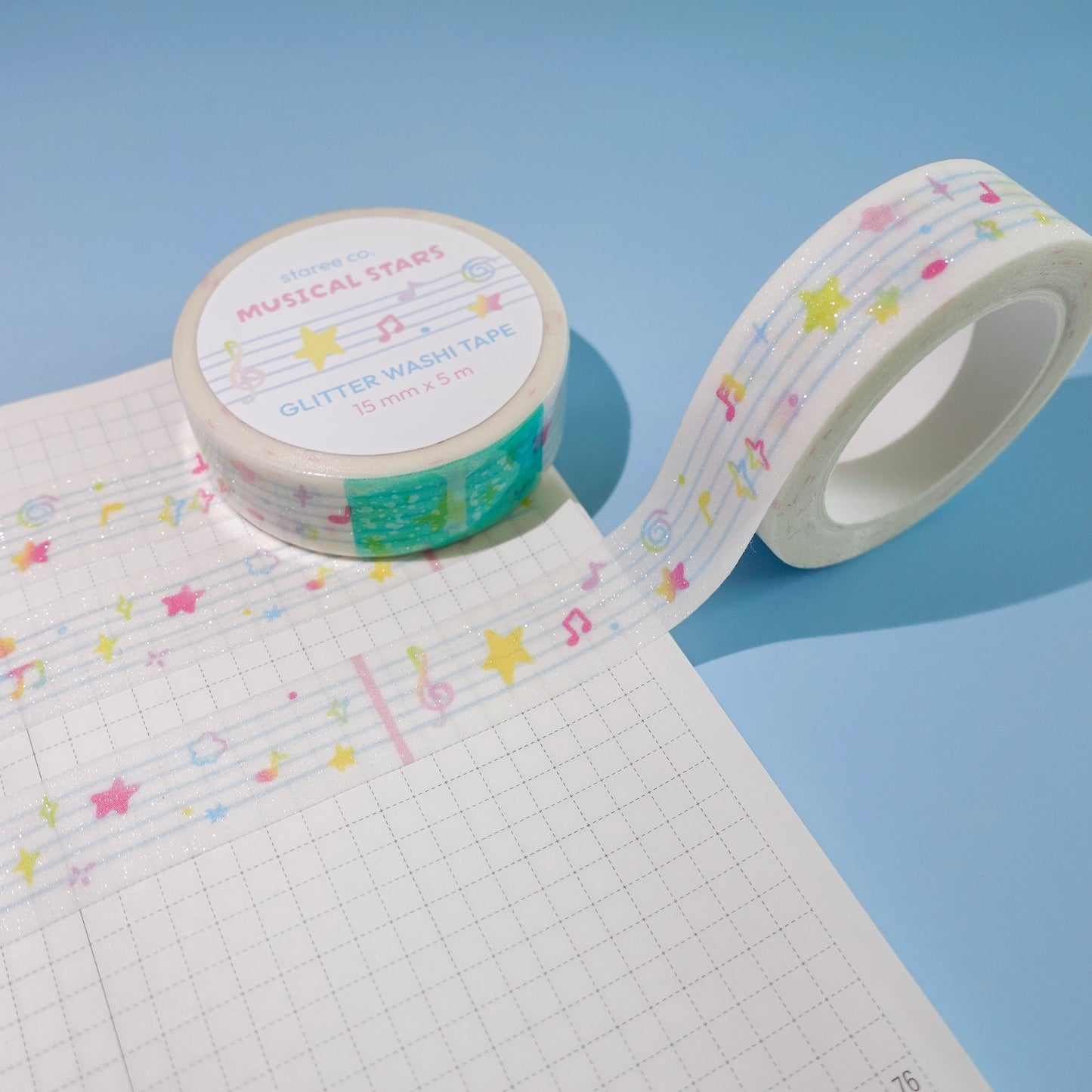 Musical Stars Glitter Washi Tape