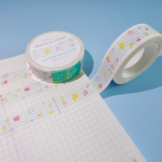 Musical Stars Glitter Washi Tape
