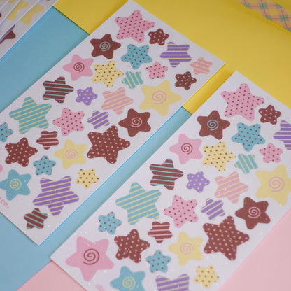 Candy Pattern Stars Sticker Sheet