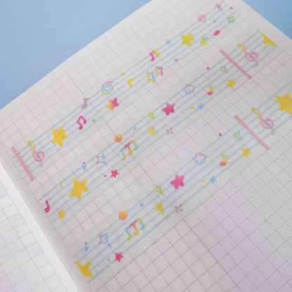 Musical Stars Glitter Washi Tape