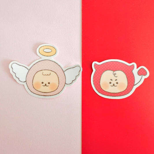 Angel and Devil Bear Sticker
