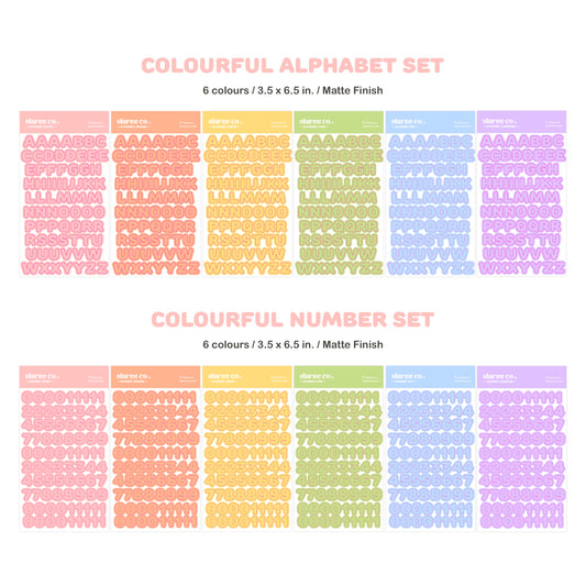 Colourful Alphabet and Numbers Sticker Set